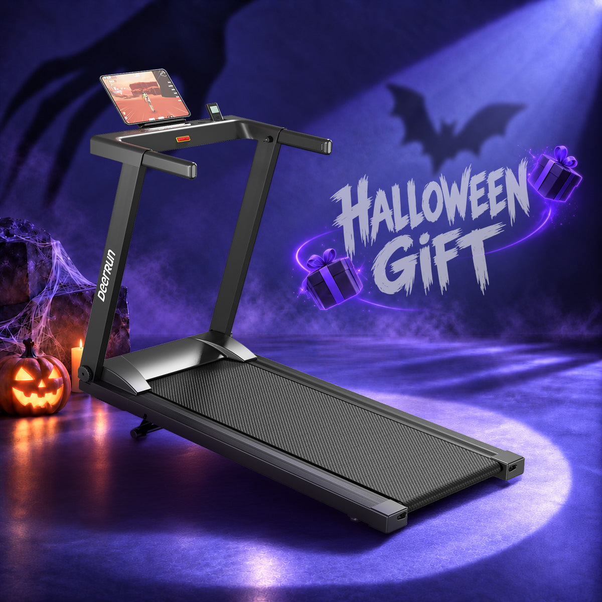 A1 Pro Move+ Treadmill shown in DeerRun Halloween campaign artwork