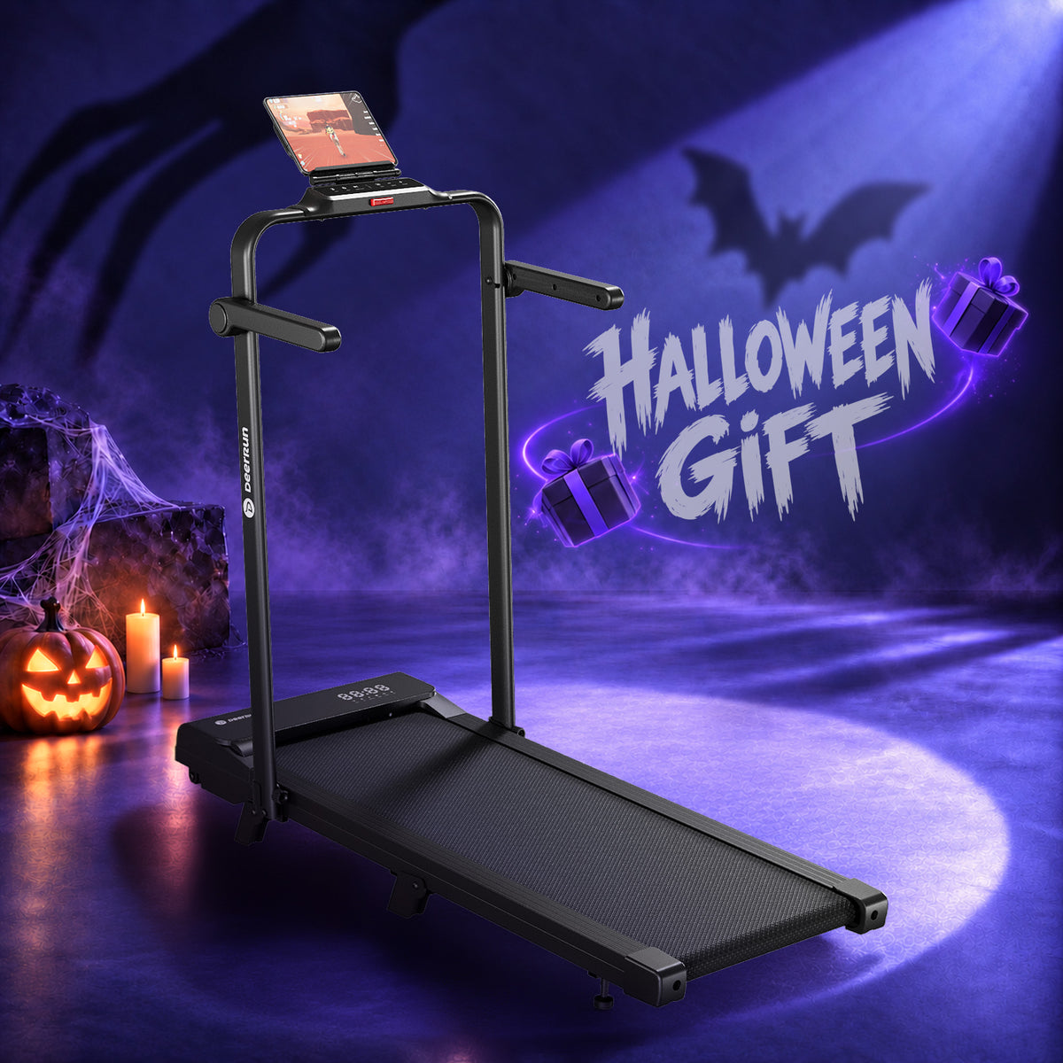 A6 Plus Halloween Gift Edition Treadmill shown in DeerRun Halloween campaign artwork